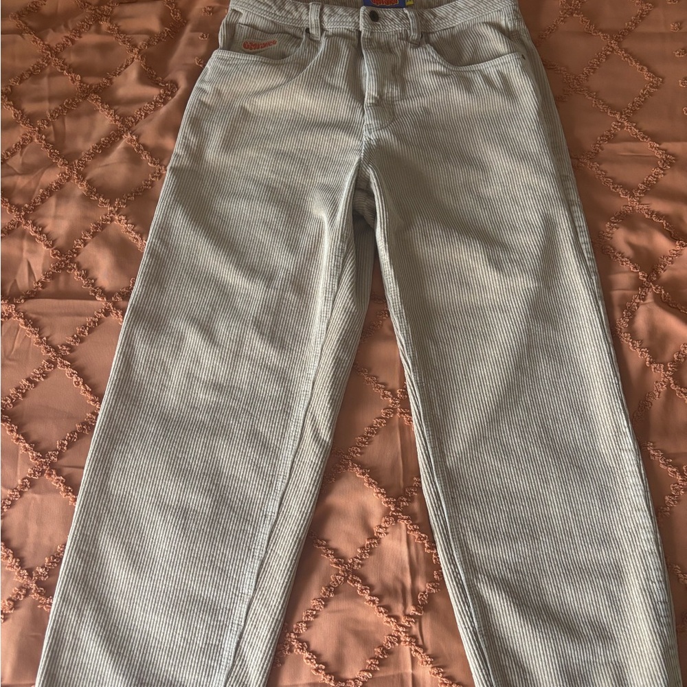 Empyre Mens Khaki Corduroy Loose Fit Skate Pants Size 32 Y2K Streetwear